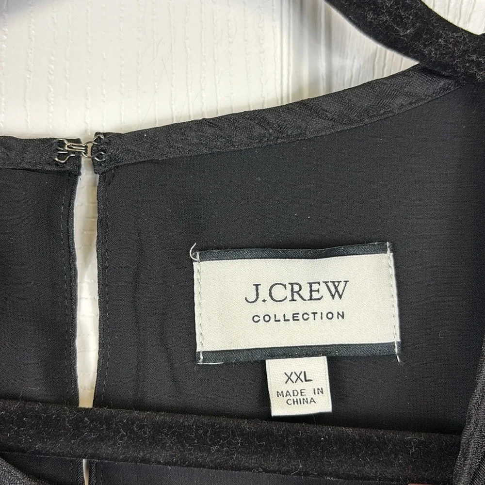 J. Crew collection black puff sleeve textured organza top sz xxl